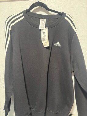 adidas Black Crewneck Sweatshirt with White Stripes